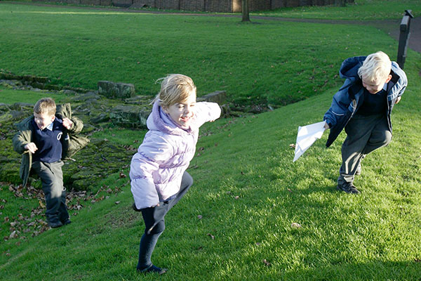 School children playing